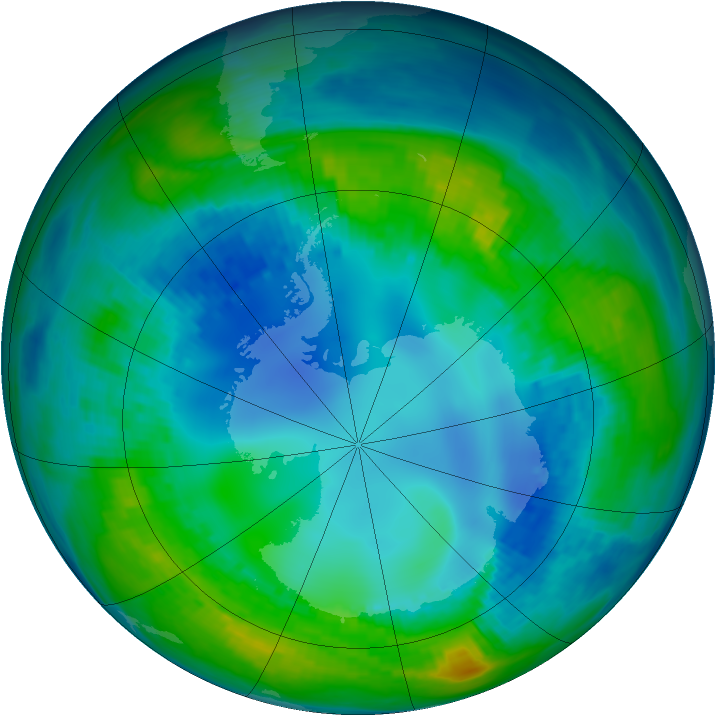 Antarctic ozone map for 05 May 1992